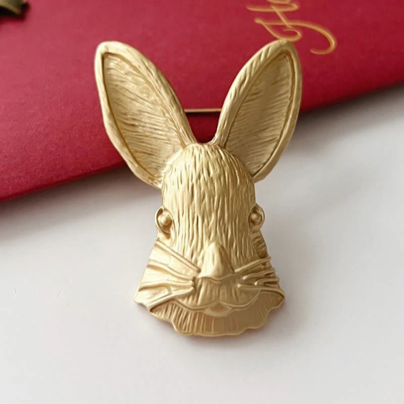 Vintage Rabbit Head Brooch Metal Shirt Accessories - Image 8