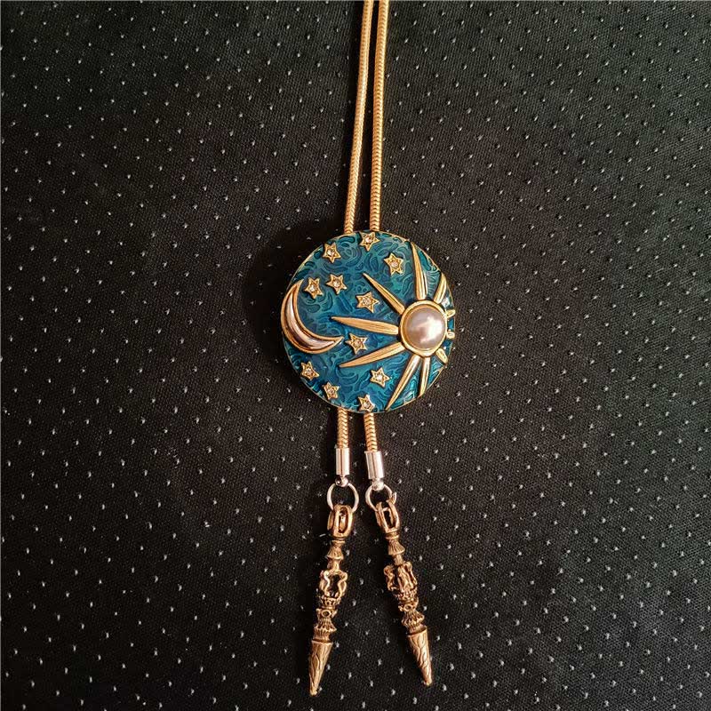 Vintage Sun And Moon With Pearl Bolo Tie - Image 4