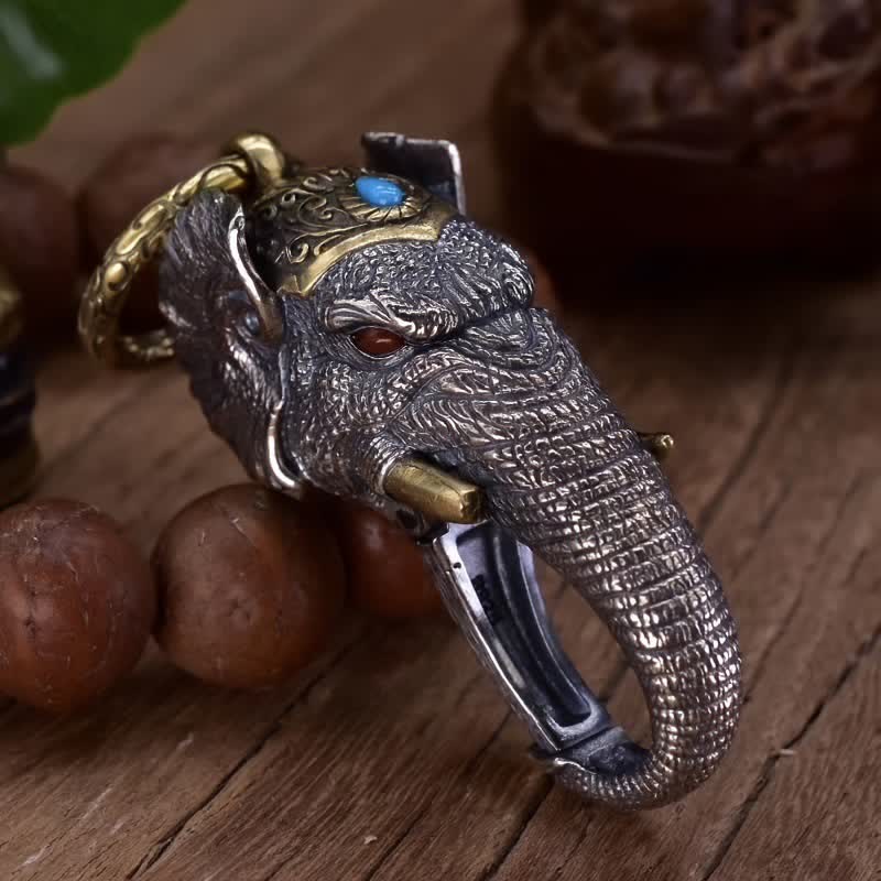 Vivid Handmade Sculpture Elephant Head Keychain - Image 4