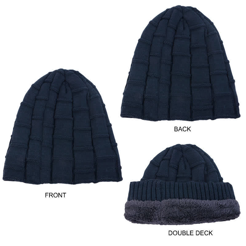 Warm Fur Lined Beanie Knitted Hat - Image 2