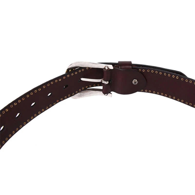 Weatern Style Five-Pointed Star Rivets Leather Belt - Image 9