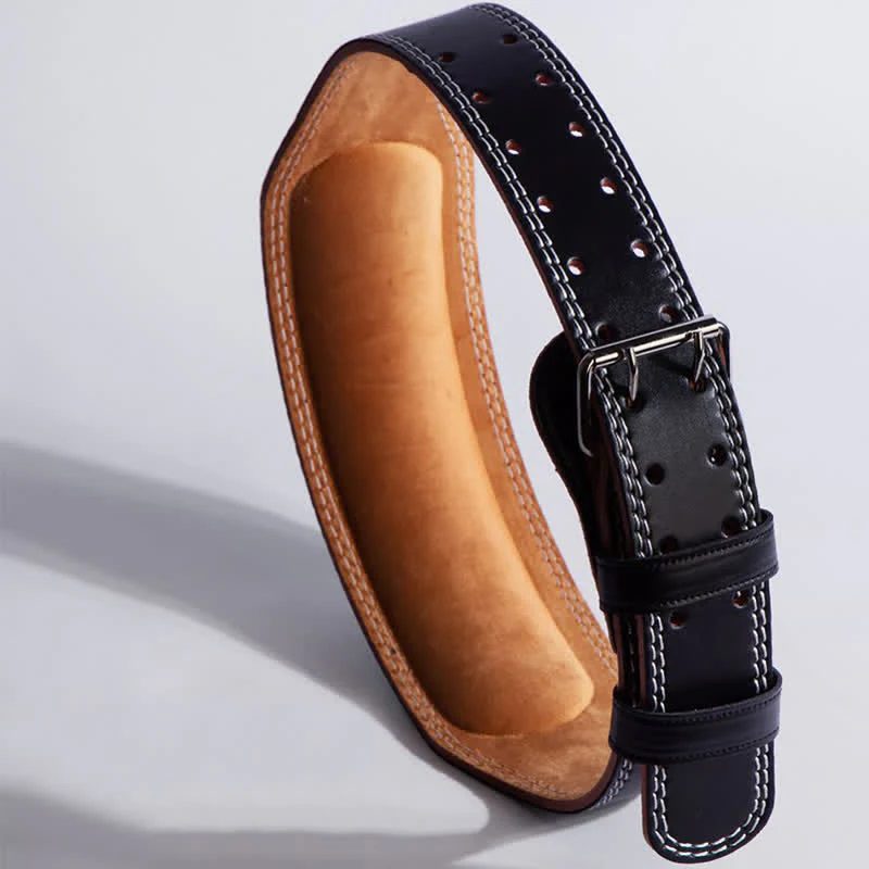 Weight Lifting Padded Lumbar Back Support Tapered Leather Belt - Image 13