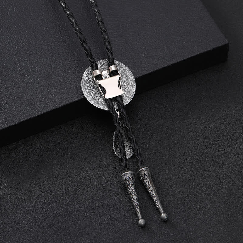 West Horse Carving Detailed Bolo Tie with Little Pendant - Image 2