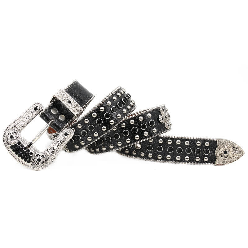 Western Bling Cross Rivet Studs Leather Belt - Image 2