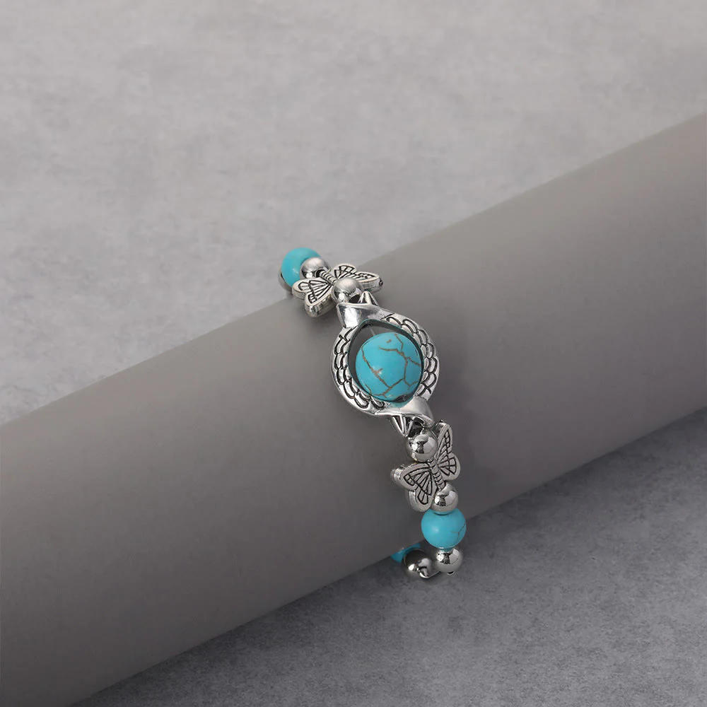 Western Boho Style Turquoise Butterfly Bracelet - Image 2