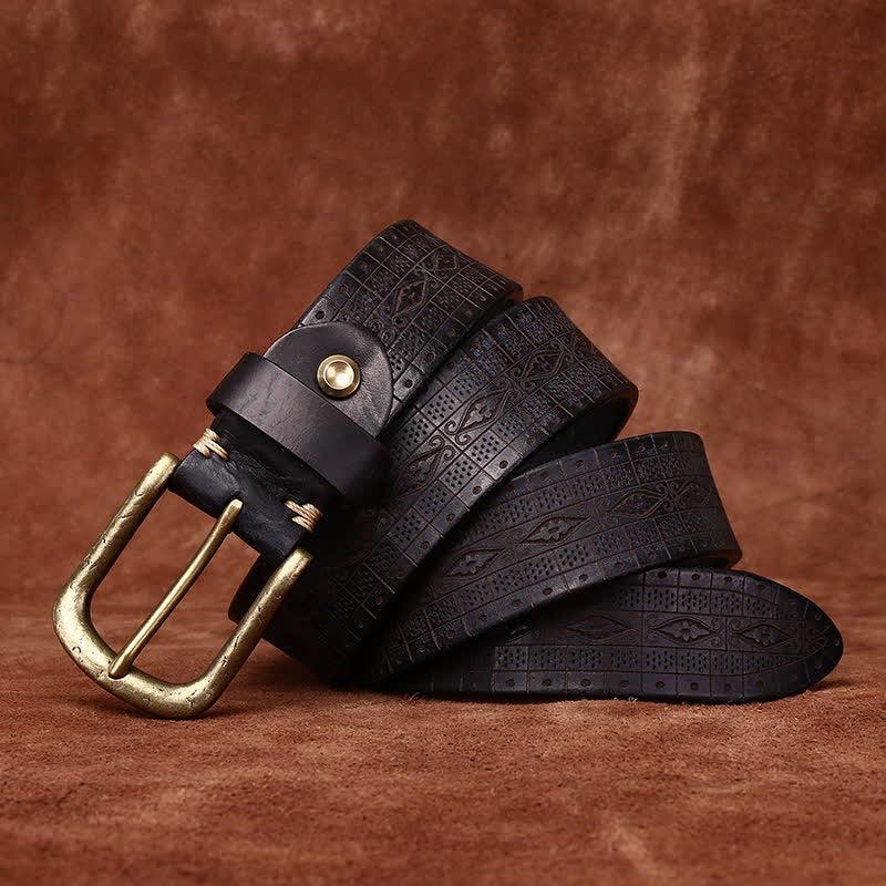 Western Carved Embossed Pattern Thicken Leather Belt - Image 7