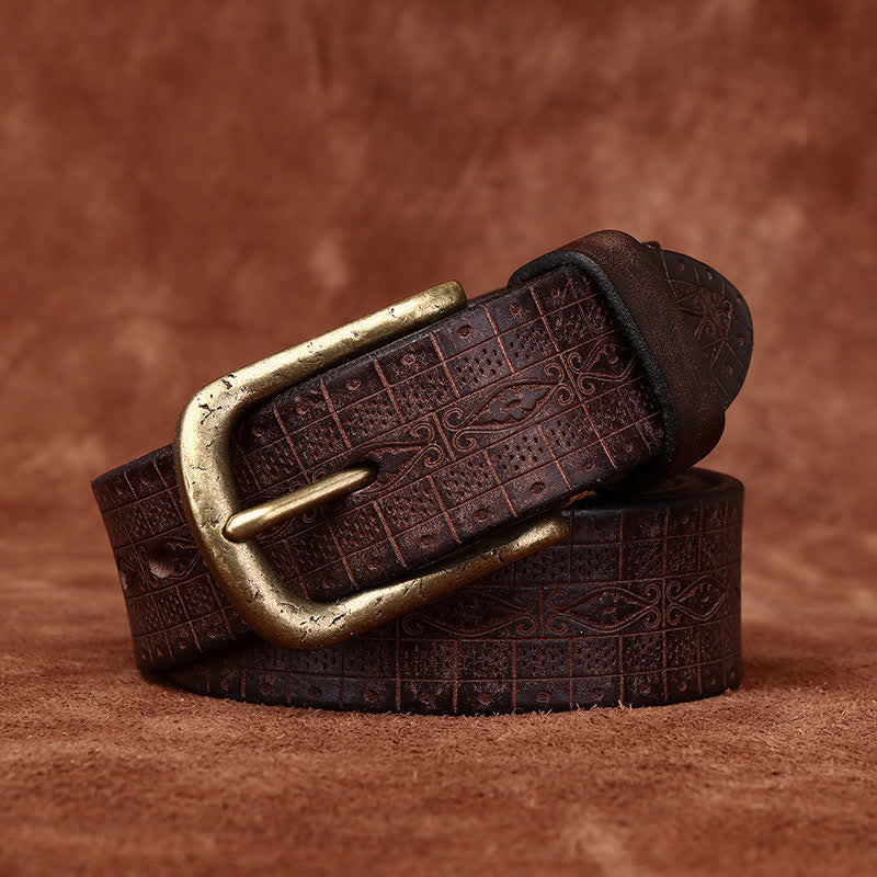 Western Carved Embossed Pattern Thicken Leather Belt - Image 9