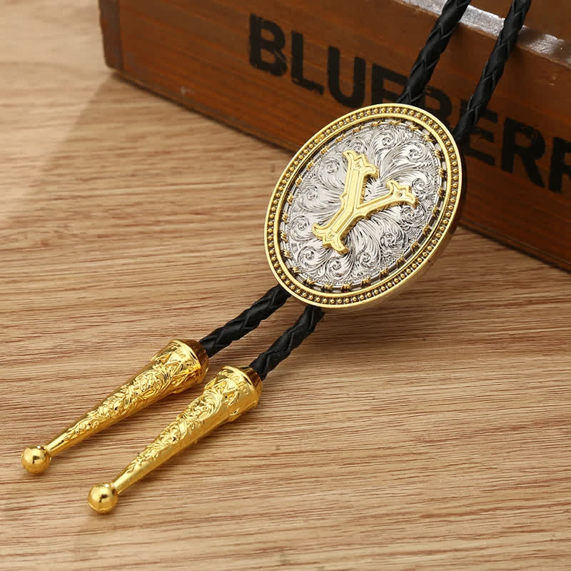 Western Cowboy Shirt Accessory Alphabet A To Z Bolo Tie - Image 29