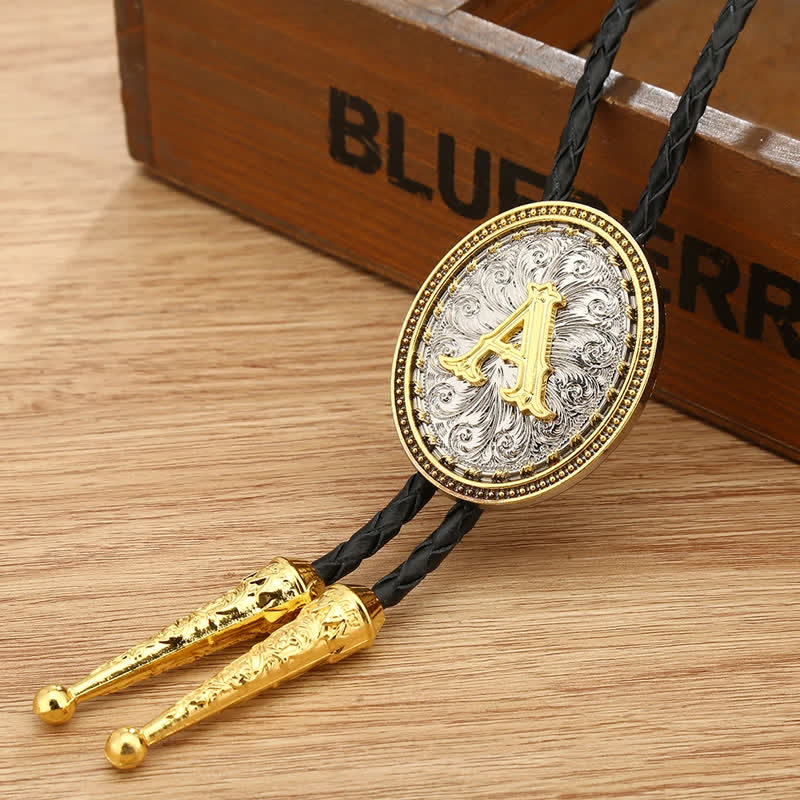 Western Cowboy Shirt Accessory Alphabet A To Z Bolo Tie - Image 3