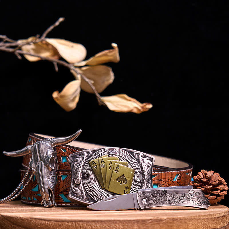 Western Gadget DIY Hidden Knife Buckle Longhorn Bull Pendant Bundle Set - Image 74