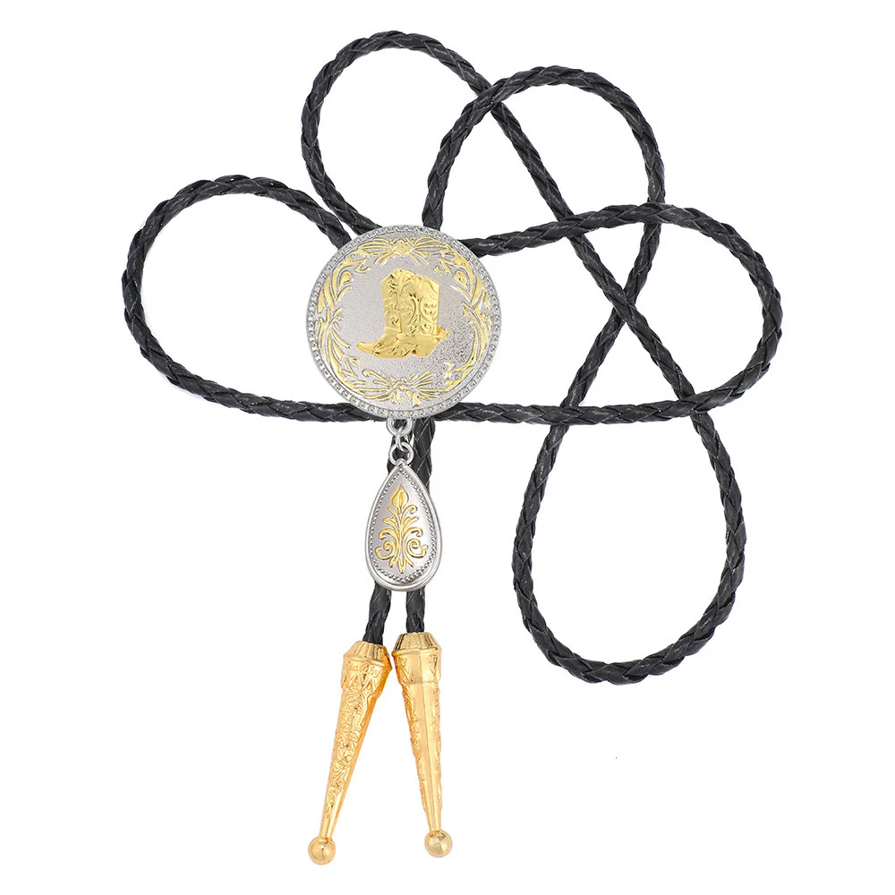 Western Portrait Medallion Layered Bolo Tie - Image 2