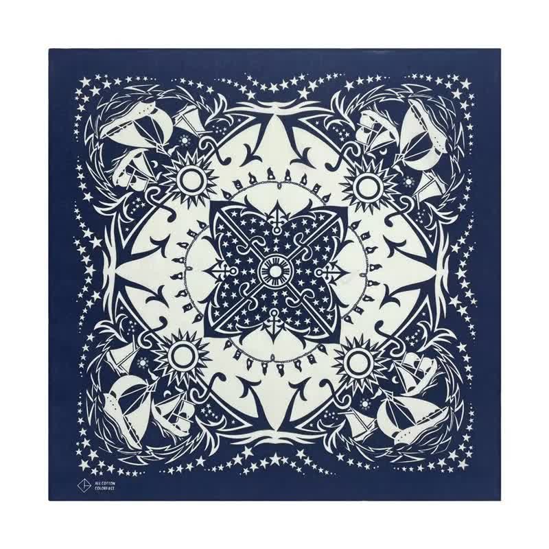 Western Sail Pattern Retro Motorcycle Square Scarf - Image 5