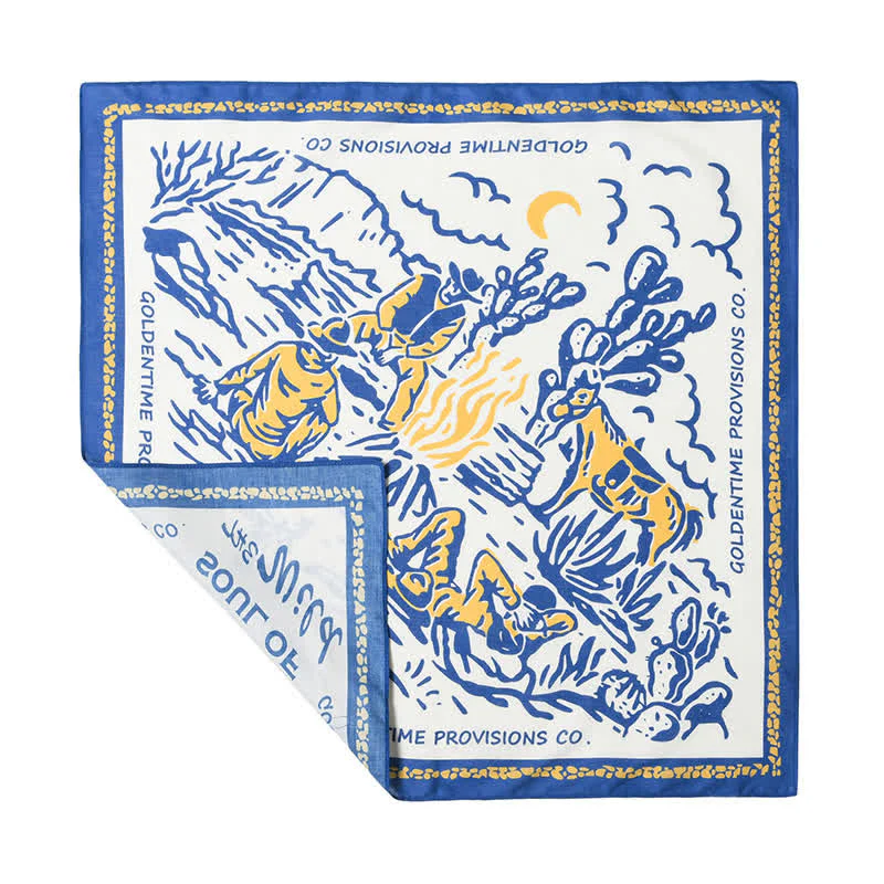 White & Blue Cowboy Campfire Square Scarf - Image 2