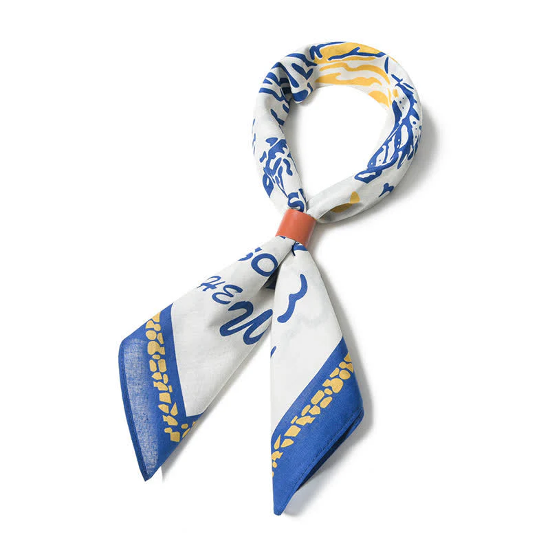 White & Blue Cowboy Campfire Square Scarf - Image 6