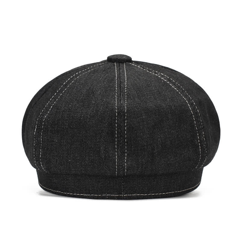 White Line Denim Newsboy Visor Beret Hat - Image 4