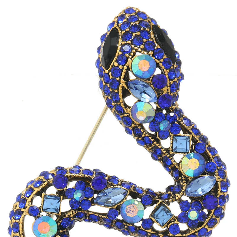 Wild Snake Sparkle Crystal Rhinestone Brooch - Image 6