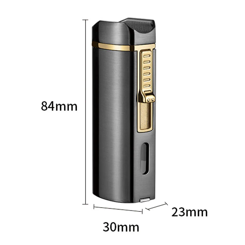 Windproof Triple Burner Lighter With Folding Cigar Cutter - Image 11