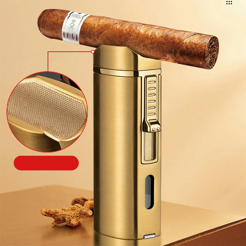 Windproof Triple Burner Lighter With Folding Cigar Cutter - Image 4