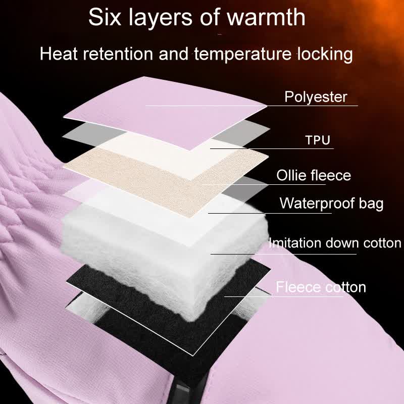 Winter Padded Zipper Pocket Ski Sports Gloves - Image 6