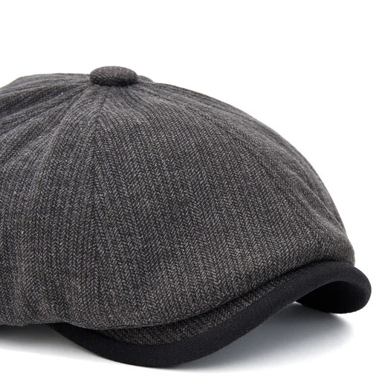 Winter Retro Knit Texture Contrast Brim Men's Beret Hat - Image 4