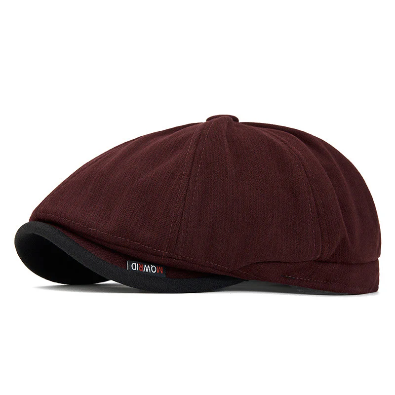 Winter Retro Knit Texture Contrast Brim Men's Beret Hat - Image 9