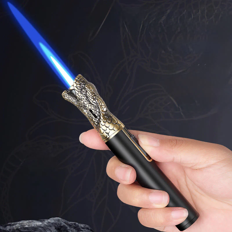 Wolf Head Relief Straight Flame Butane Lighter - Image 2