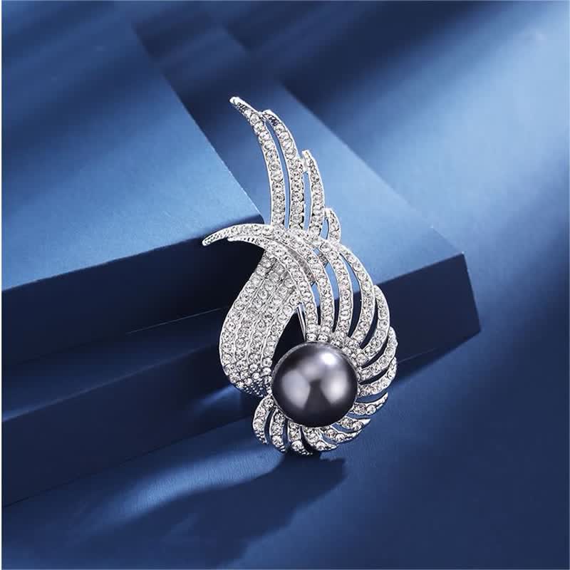 Women's Angel Wing Feather Pearl Brooch - Image 5