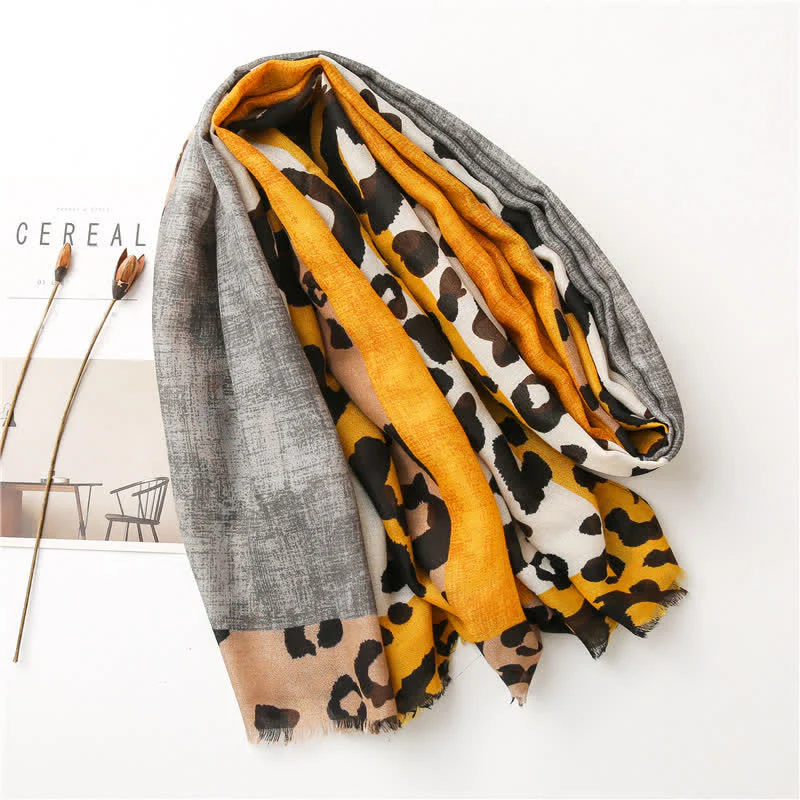 Women's Animal Leopard Printed Large Thin Scarf - Image 13