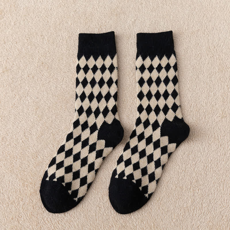 Women's Argyle Warm Thermal Aesthetic Crew Socks - Image 11