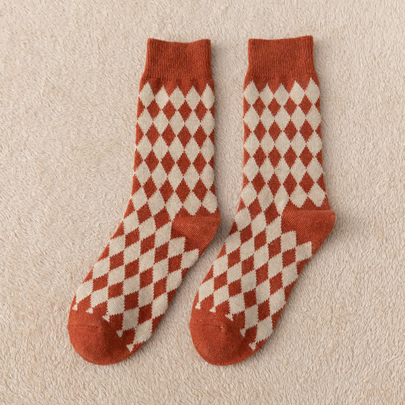 Women's Argyle Warm Thermal Aesthetic Crew Socks - Image 6