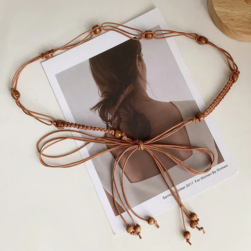 Women's Bead Decor Bohemia Braided Waist Rope Belt - Image 6