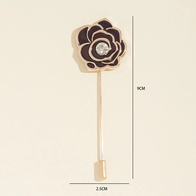 Women's Black Rose Blossom Brooch - Image 6