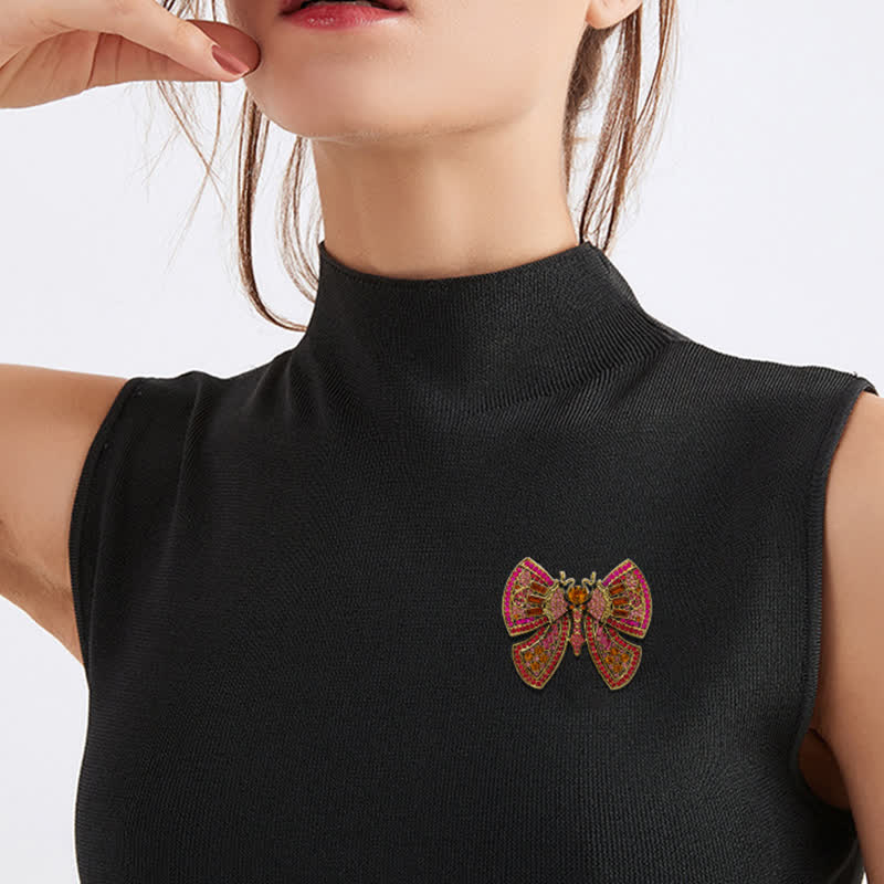Women's Butterfly Art Decor Crystal Rhinestones Brooch - Image 7