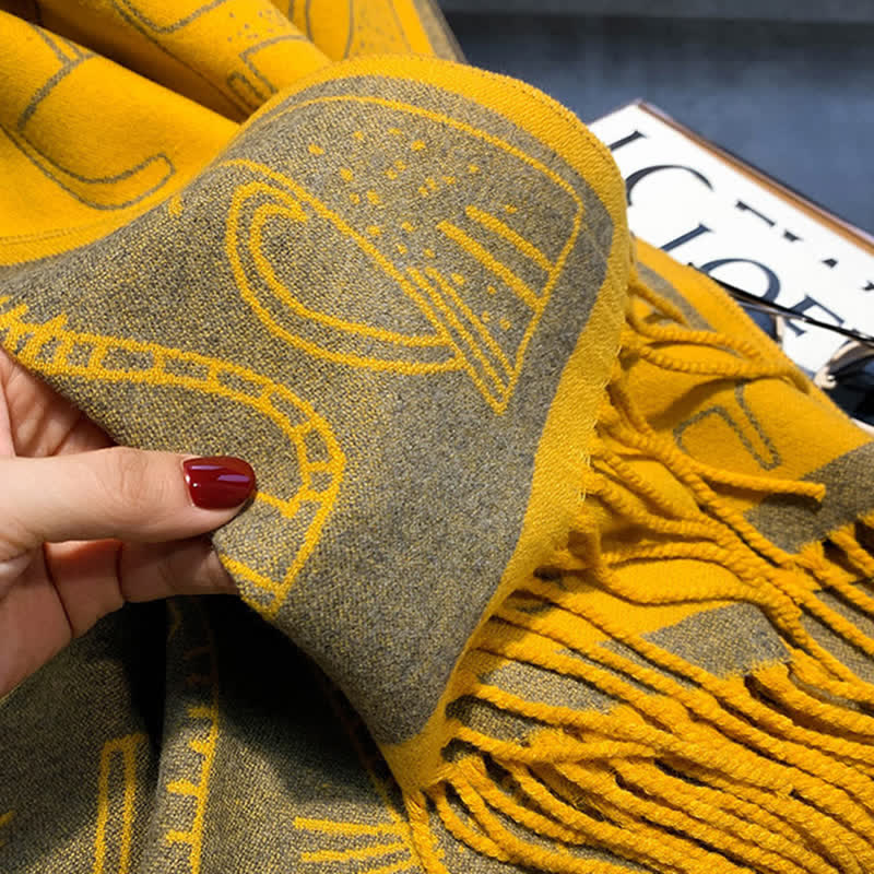Women's Cat Print Double-Sided Shawl Scarf - Image 22