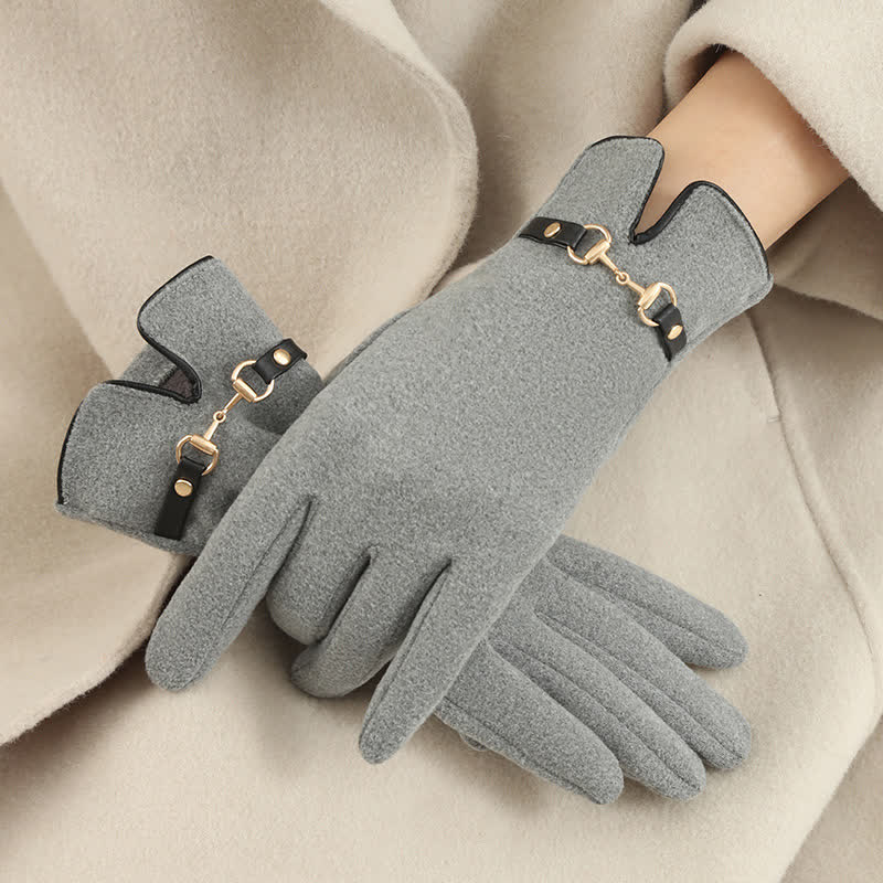 Women's Chain Plus Plush Velvet Thick Gloves - Image 10