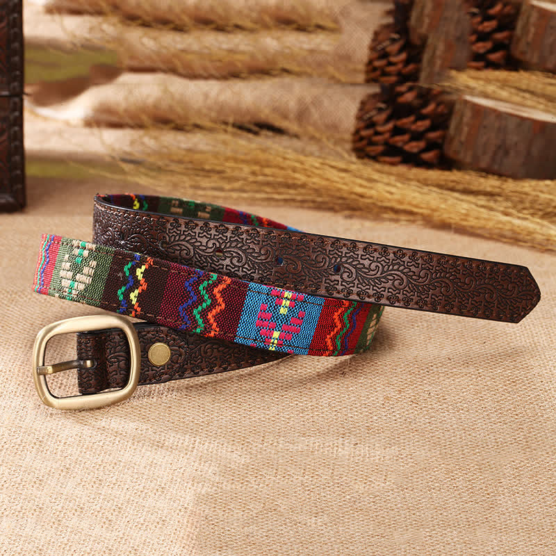 Women's Charming Aztec Embroidery Ethnic Leather Belt - Image 2