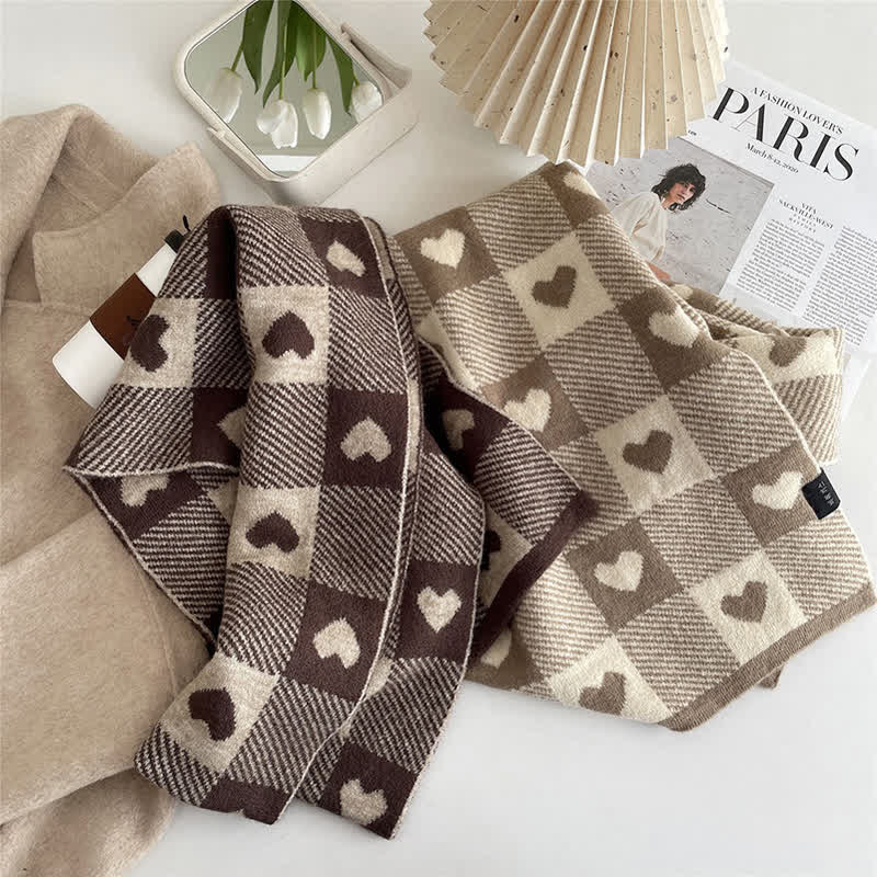 Women's Chunky Love Plaid Double-Sided Scarf - Image 6