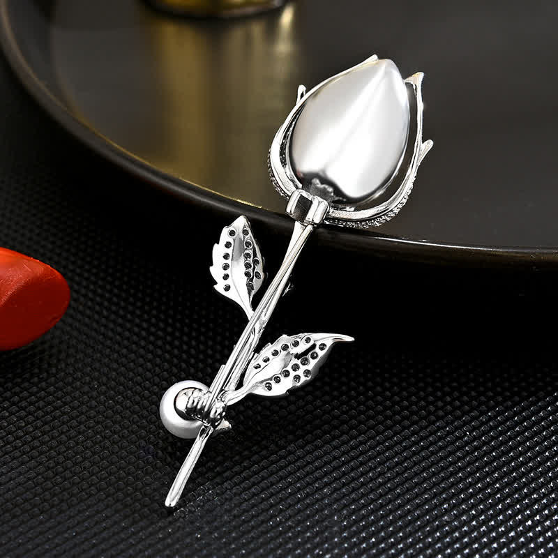 Women's Classy Blue Tulip Created Crystal Brooch - Image 4