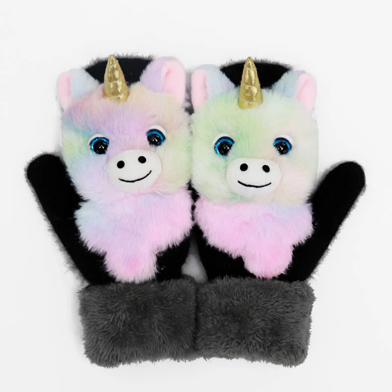 Women's Cute Animal Furry Mittens Gloves - Image 11