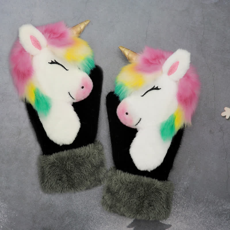 Women's Cute Animal Furry Mittens Gloves - Image 12