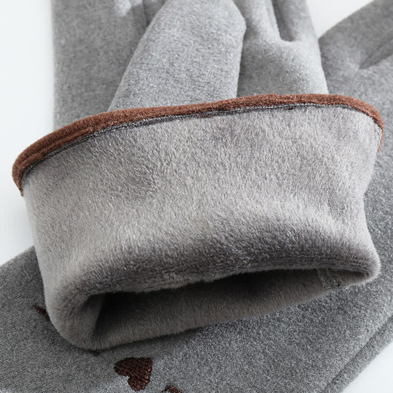 Women's Cute Cat Embroidery Screen Touch Finger Tip Gloves - Image 9
