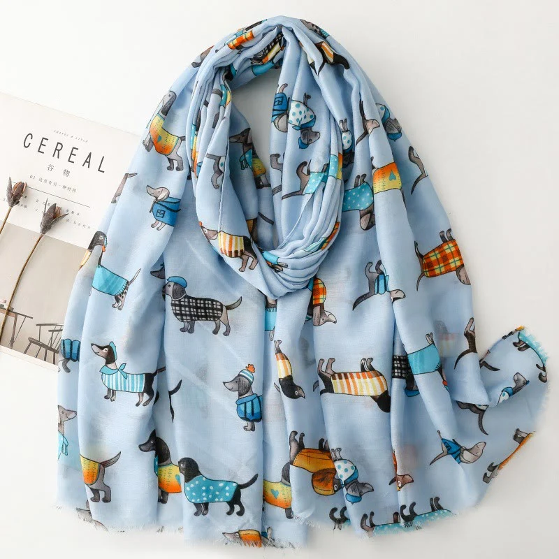 Women's Cute Dachshund Printed Lightweight Thin Scarf - Image 7