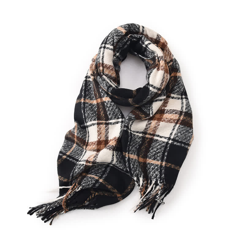 Women's Daily Knit Woven Tartan Checker Scarf - Image 12
