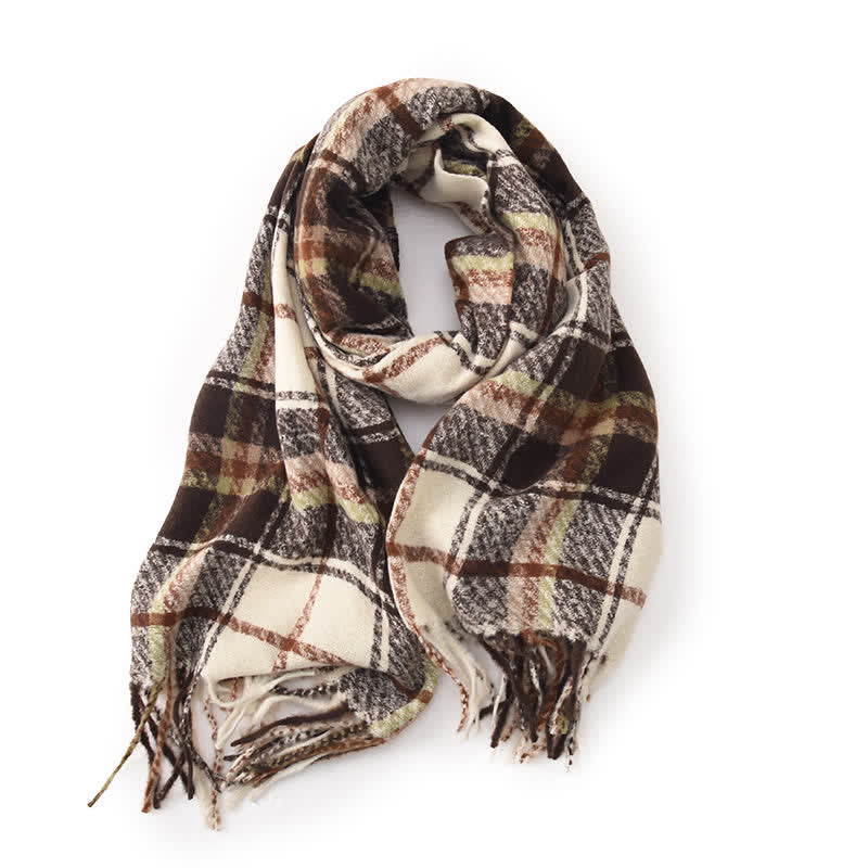 Women's Daily Knit Woven Tartan Checker Scarf - Image 7