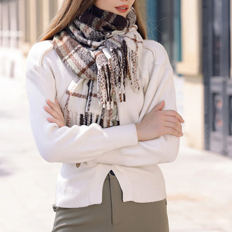 Women's Daily Knit Woven Tartan Checker Scarf - Image 9