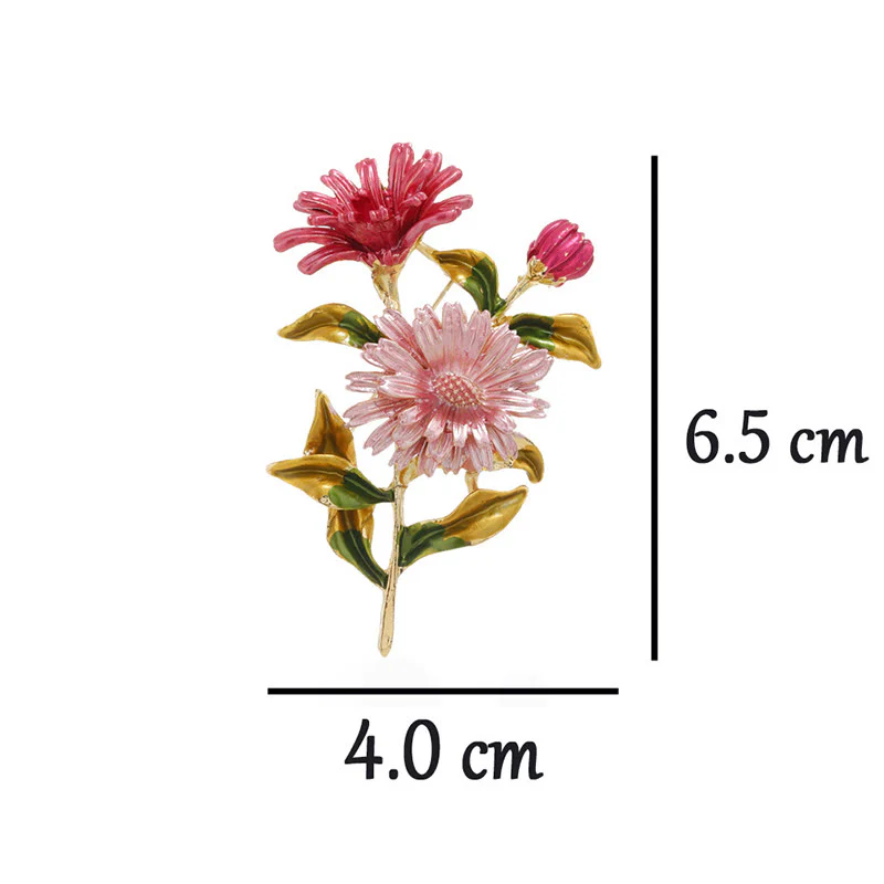 Women's Daisy Flower Bouquet Enamel Brooch - Image 4
