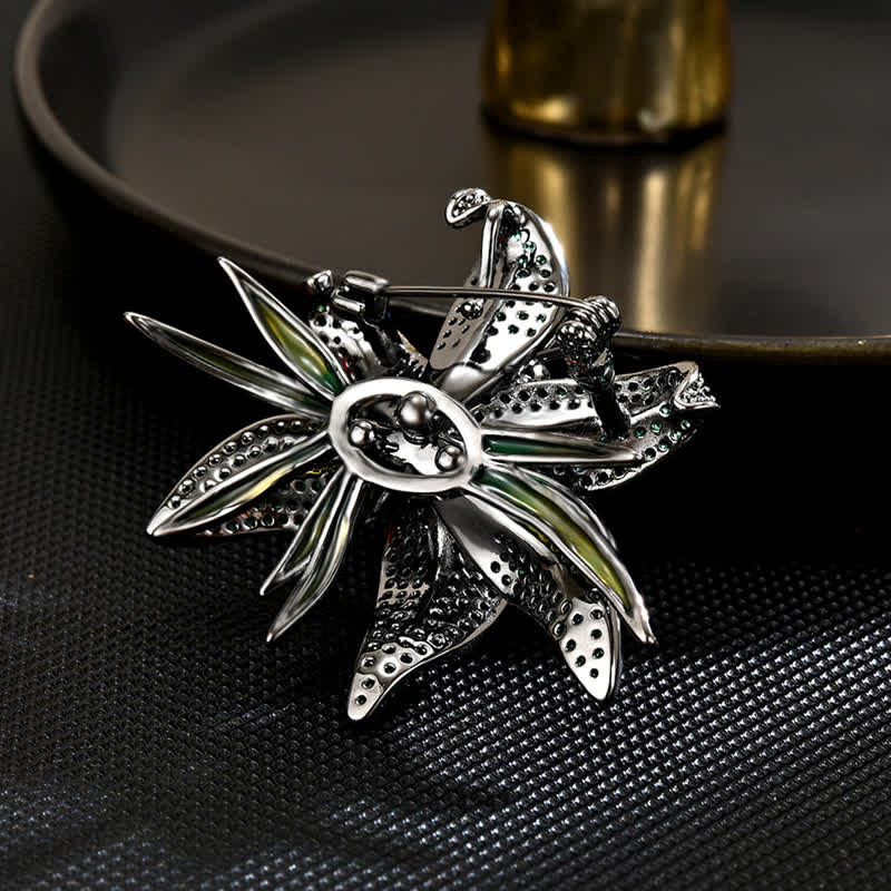 Women's Dark Green Lily Crystal Zircons Inlaid Brooch - Image 4