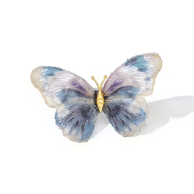 Women's Delicate Embroidered Butterfly Insect Brooch - Image 6