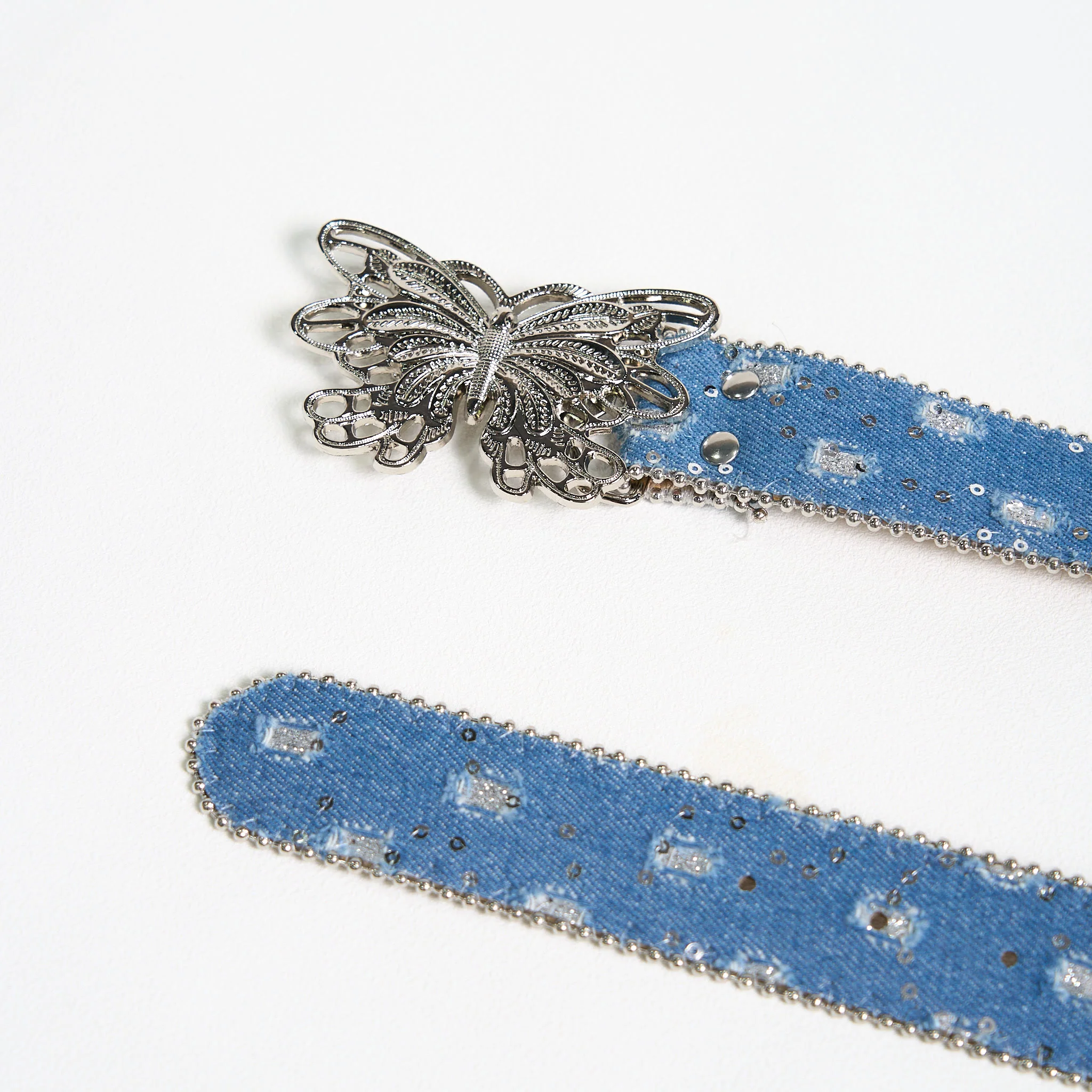 Women's Denim Butterfly Buckle Leather Belt - Image 6