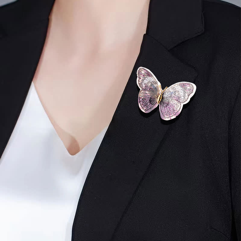 Women's Dreamy Embroidery Butterfly Brooch - Image 2